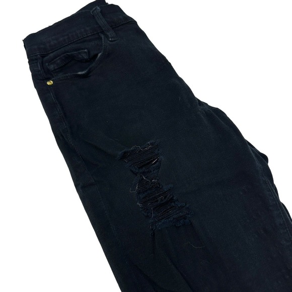FRAME Le Skinny de Jeanne Ripped Noir Wash Skinny Jeans Black Distressed Size 28 - Picture 13 of 13
